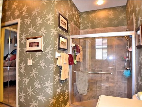 Glass shower door.