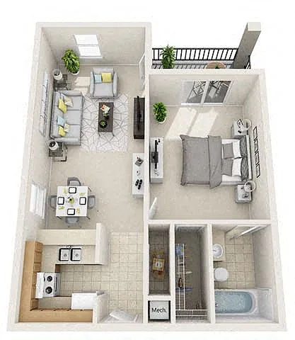 Floor plan 1 Bed 1 Bath