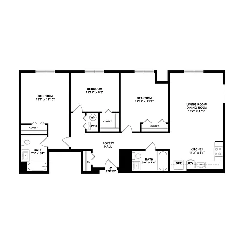 Floor plan Three Bedroom
