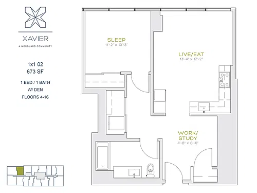 Floor plan 1x1 02 Den