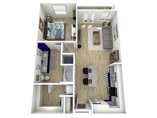 Floor plan 1 Bed, 1 Bath (80% Income Restricted)