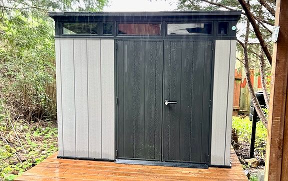 New dry storage shed off patio.