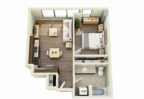Floor plan 1Bed 1Bath Renovated