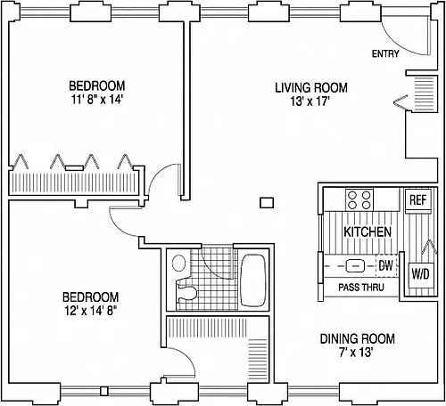 Floor plan 2 Bed 1 Bath