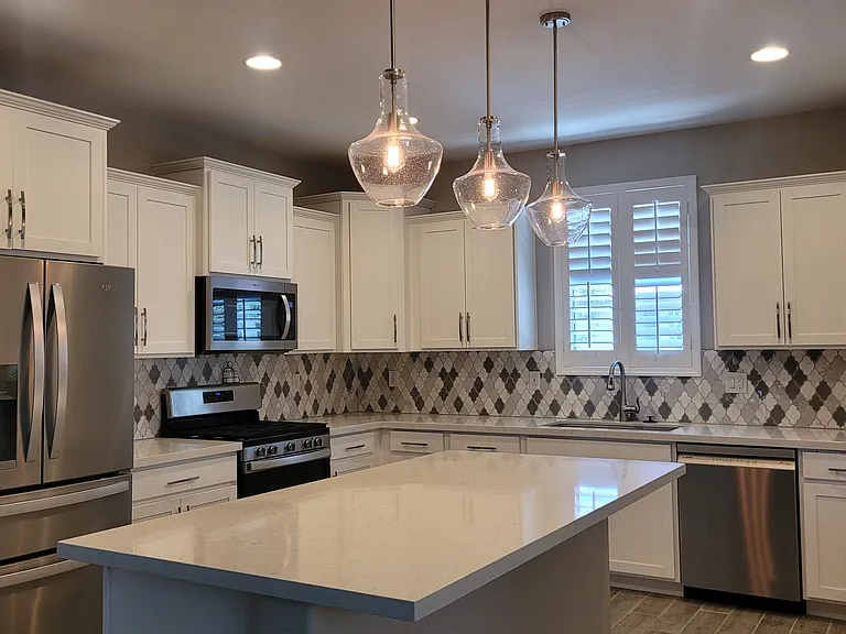 Quartz counters and island