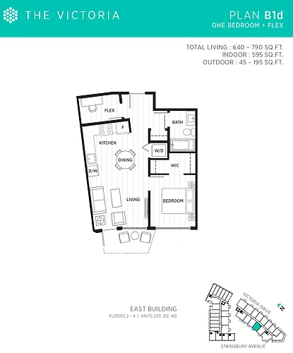 Floor plan 1 Bed & Flex @ $2331 with Month Free