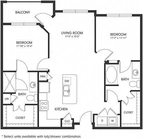 Floor plan Two-Bedroom (B1)