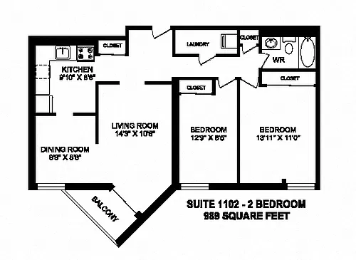 Floor plan 2 Bed 1 Bath I