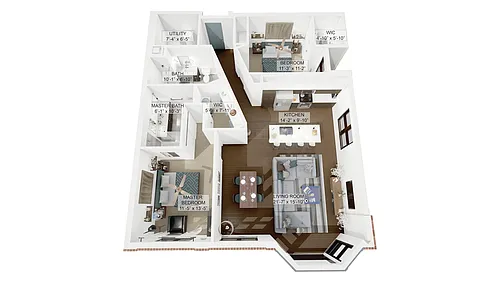 Floor plan 2 Bedroom 2 Bathroom