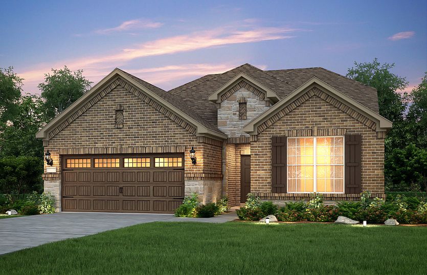 The Mooreville, a two-story home with 2-car garage, shown with Home Exterior B