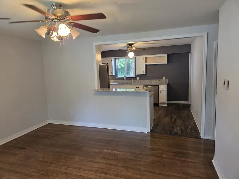 Living room looking back into kitchen