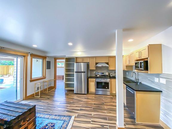 Living area and kitchen