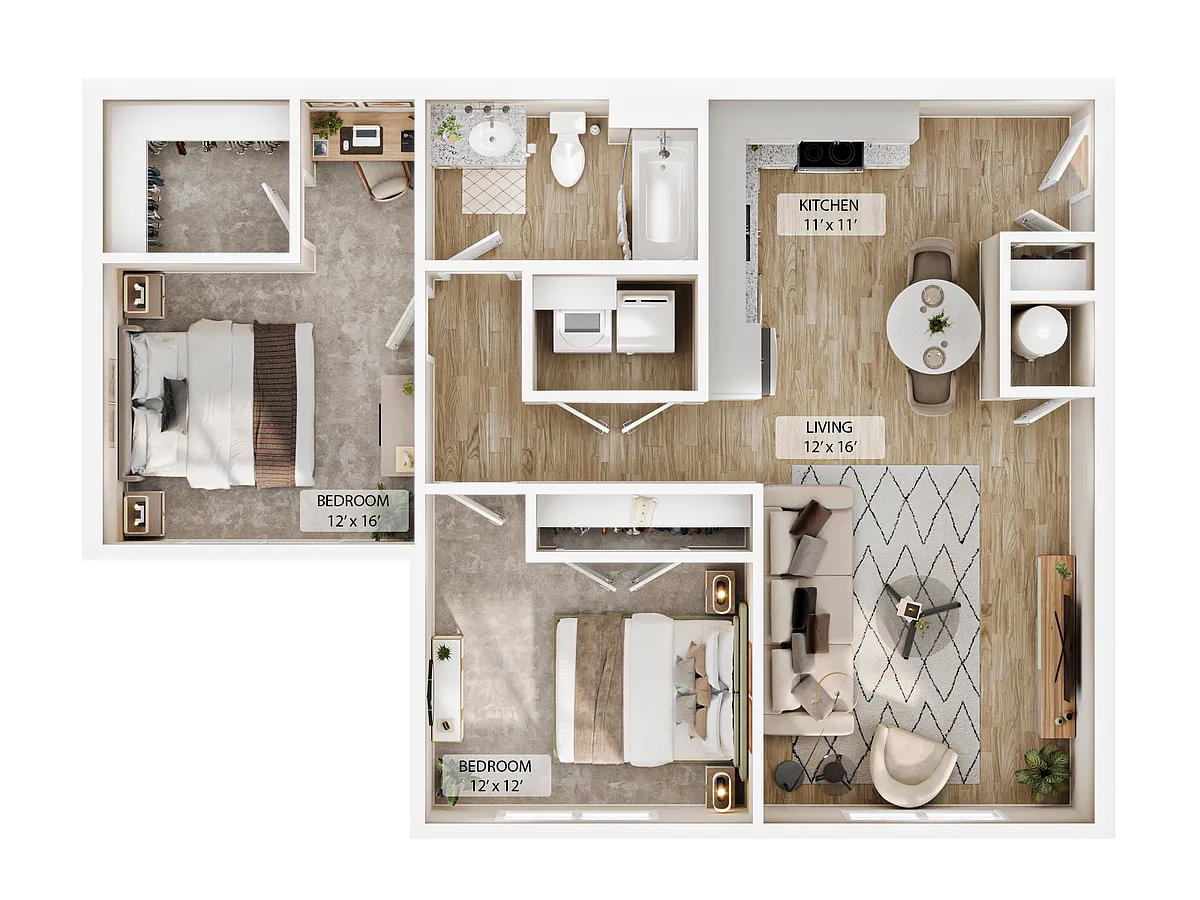 Floor plan 2-1BR Horizon Overlook