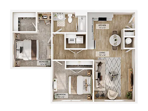 Floor plan 2-1BR Horizon Overlook