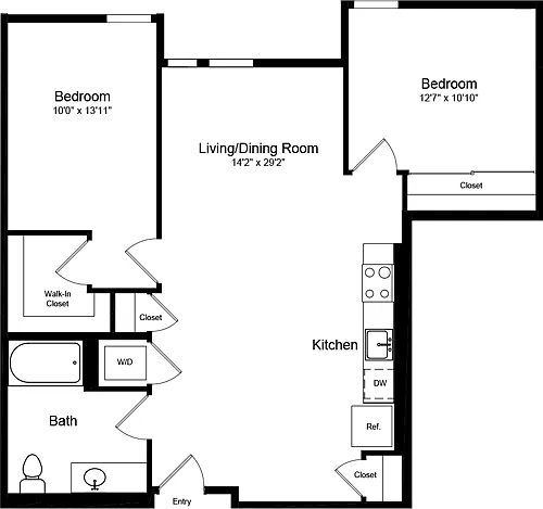 Floor plan 2 Bedroom E