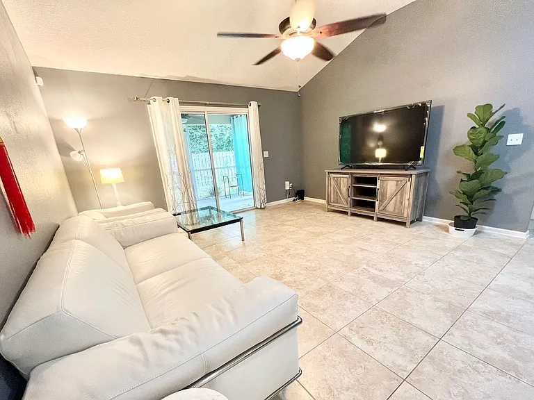 Living Room with Genuine Leather Sofa
