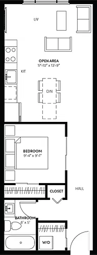 Floor plan Unit A 1 Bed 1 Bath