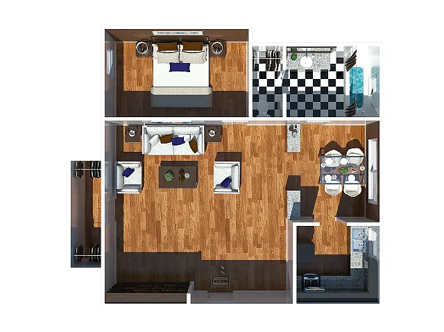 Floor plan 1 Bedroom Wanda
