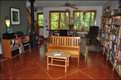 Living room w wood stove
