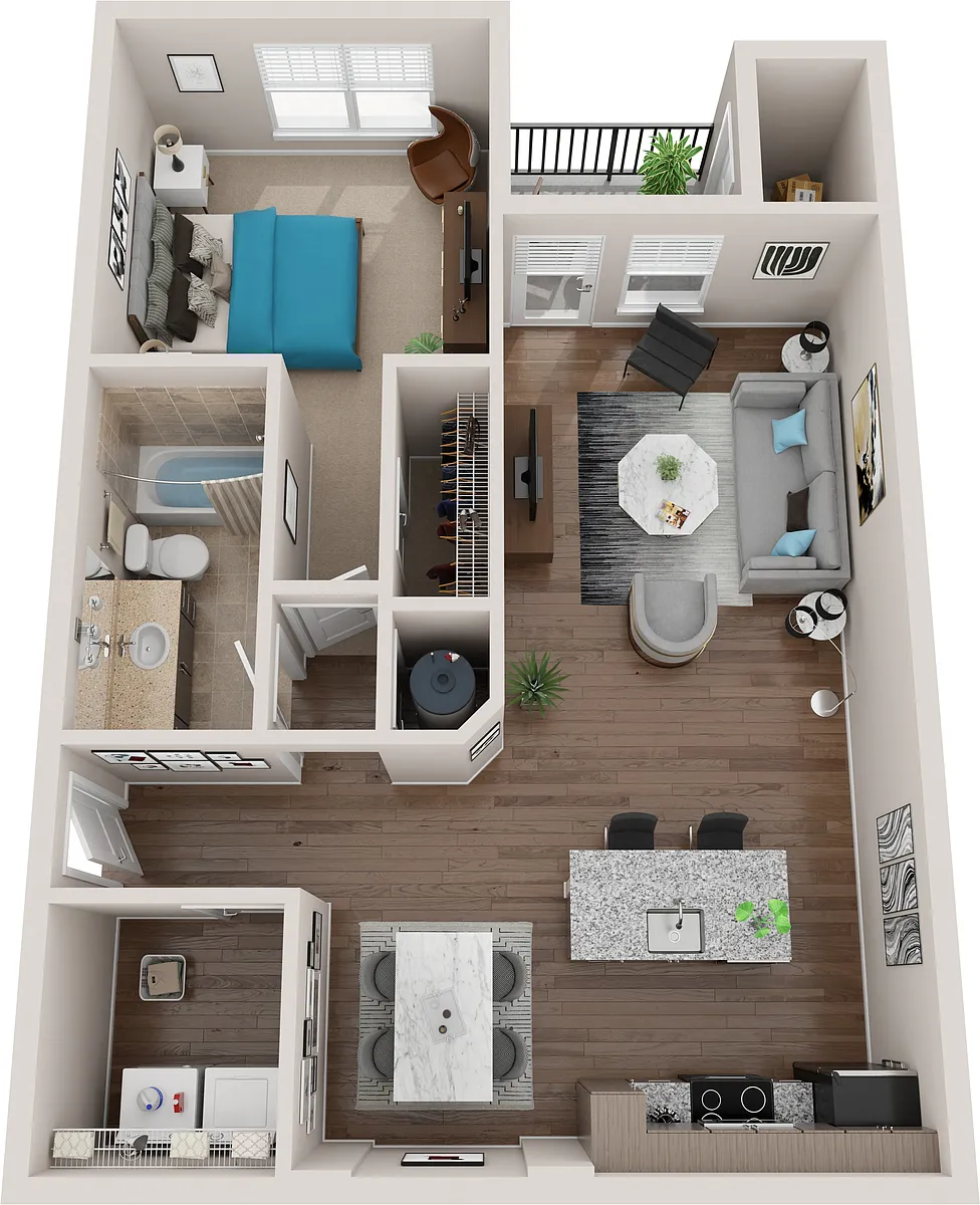 Floor plan A1-Biscayne (1x1)