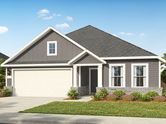 Exterior HC201, a one-story new construction home with a 2-car garage