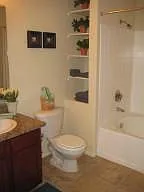 Good size bathroom with granite counters