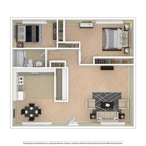 Floor plan 2 Bed 1 Bath
