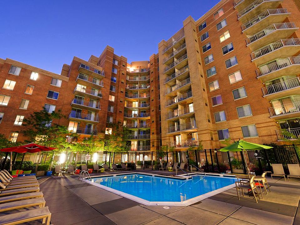 Courtyard with swimming pool and lounge seating
