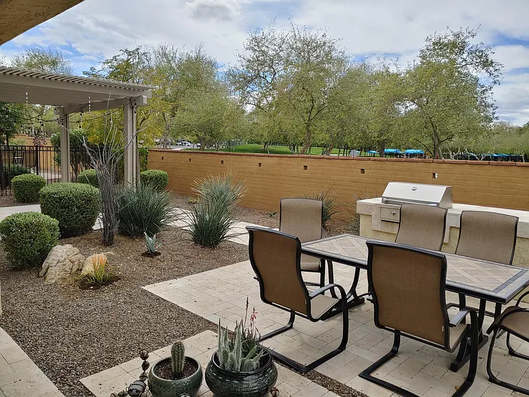 outdoor dining table and grill