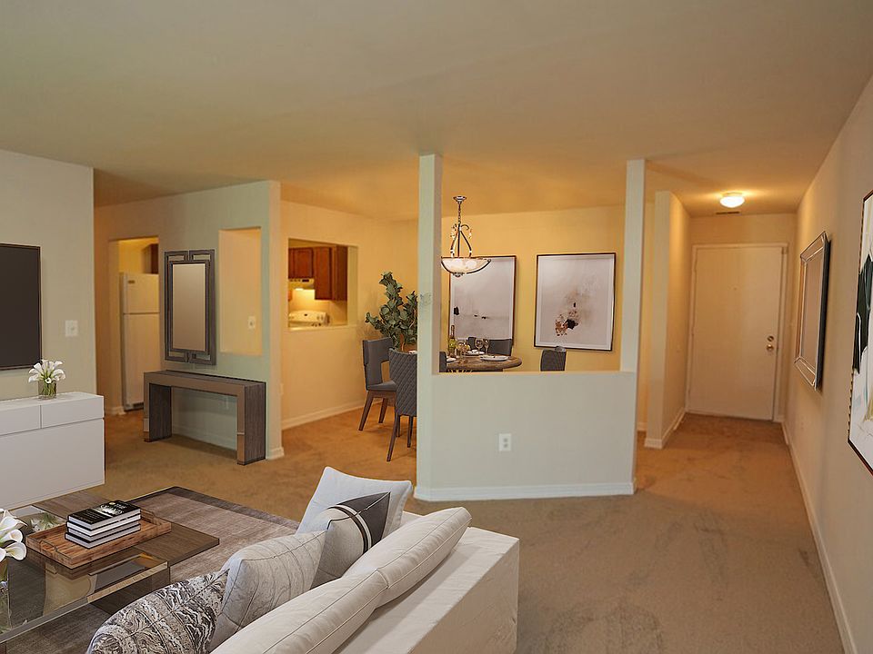 Entry foyer, living and open dining