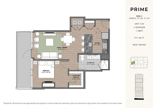Floor plan Prime One BR Stack 10