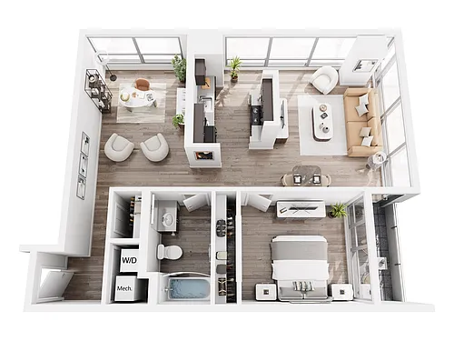 Floor plan One Bed Plus - Flex (974 sq ft - 1,019 sq ft)