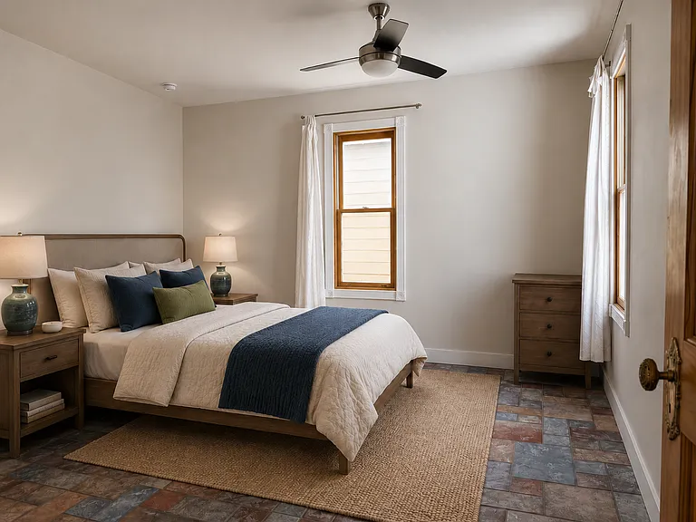 Upstairs bedroom digitally staged