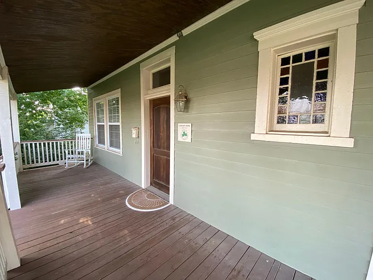 Front porch and stained glass!