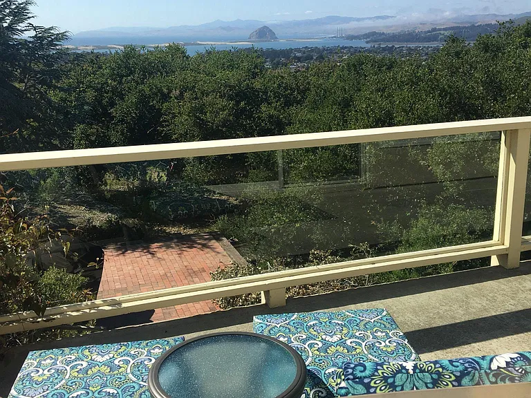 Morro Rock views from deck of main home (shared space). Wonderful hiking trail starts at the end of the driveway.