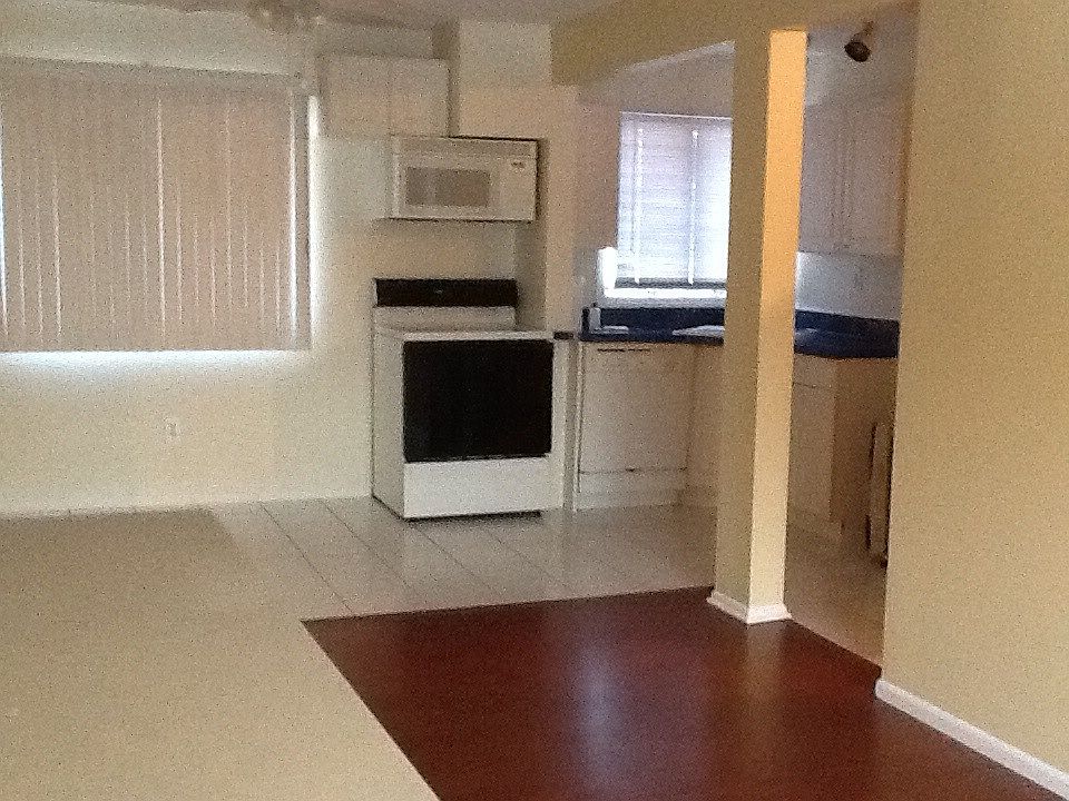 View from living room to kitchen