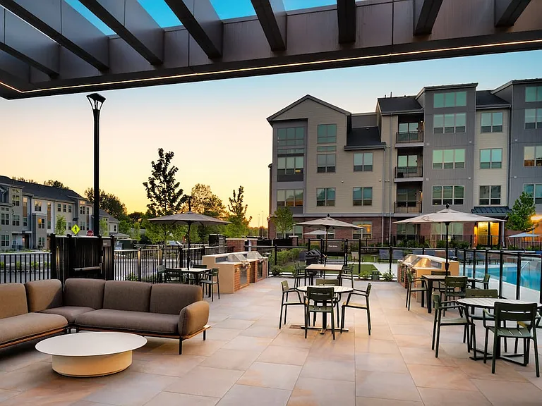 Poolside lounge with grilling stations