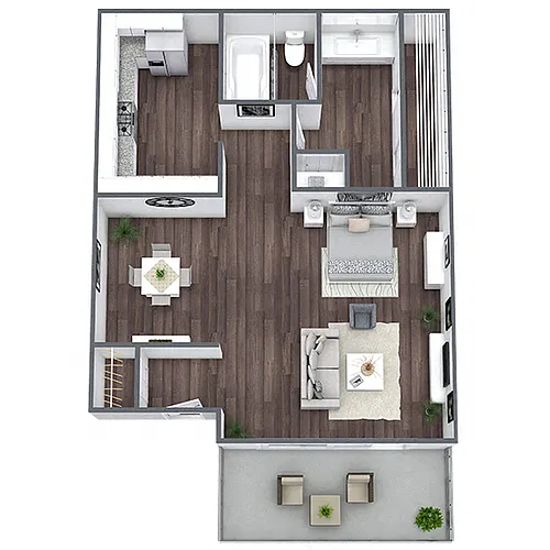 Floor plan S1: 0 Bed 1 Bath