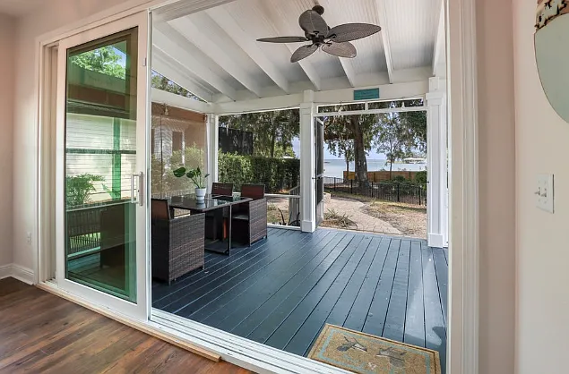 Bay Views from Screened Porch and Dining/Kitchen Area