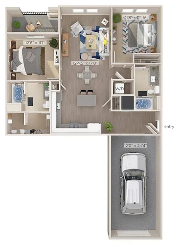 Floor plan Executive Townhome with Garage + Patio
