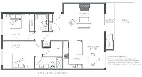 Floor plan 2x2 B Renovated