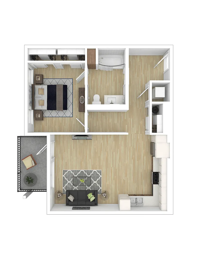 Floor plan 1x1 D INCOME QUALIFIED
