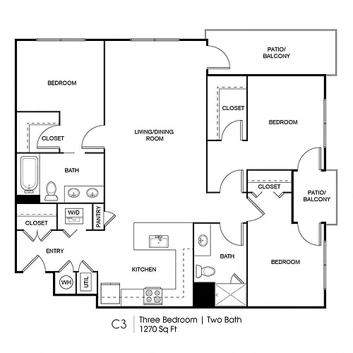 Floor plan C4: 3 Bed 2 Bath