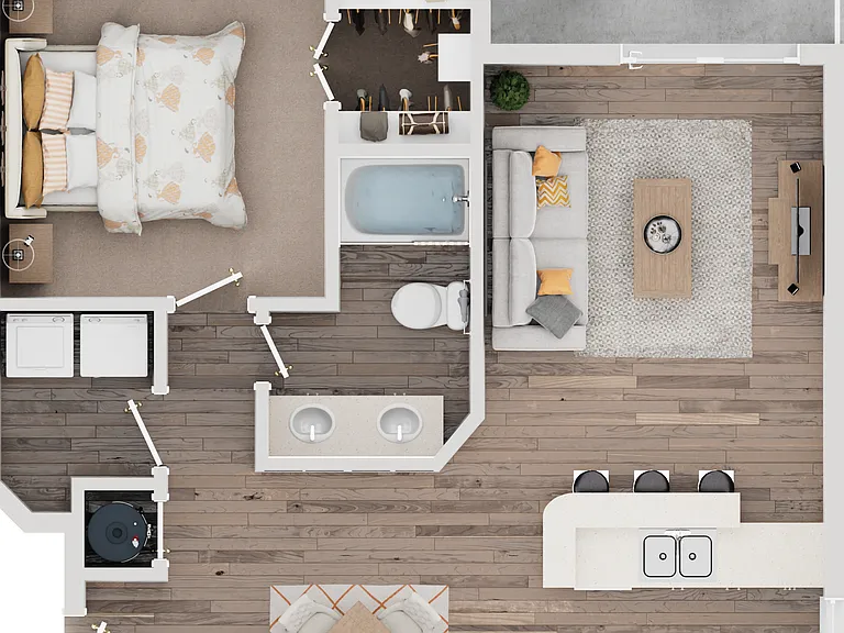Explore the chic design of this urban apartment, crafted for stylish living. Explore the chic design of this urban apartment, crafted for stylish living.