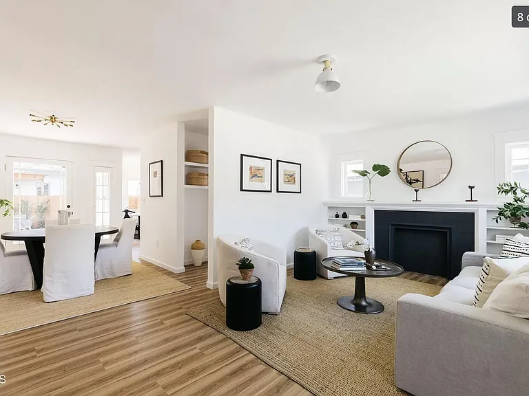 living room and outside of kitchen