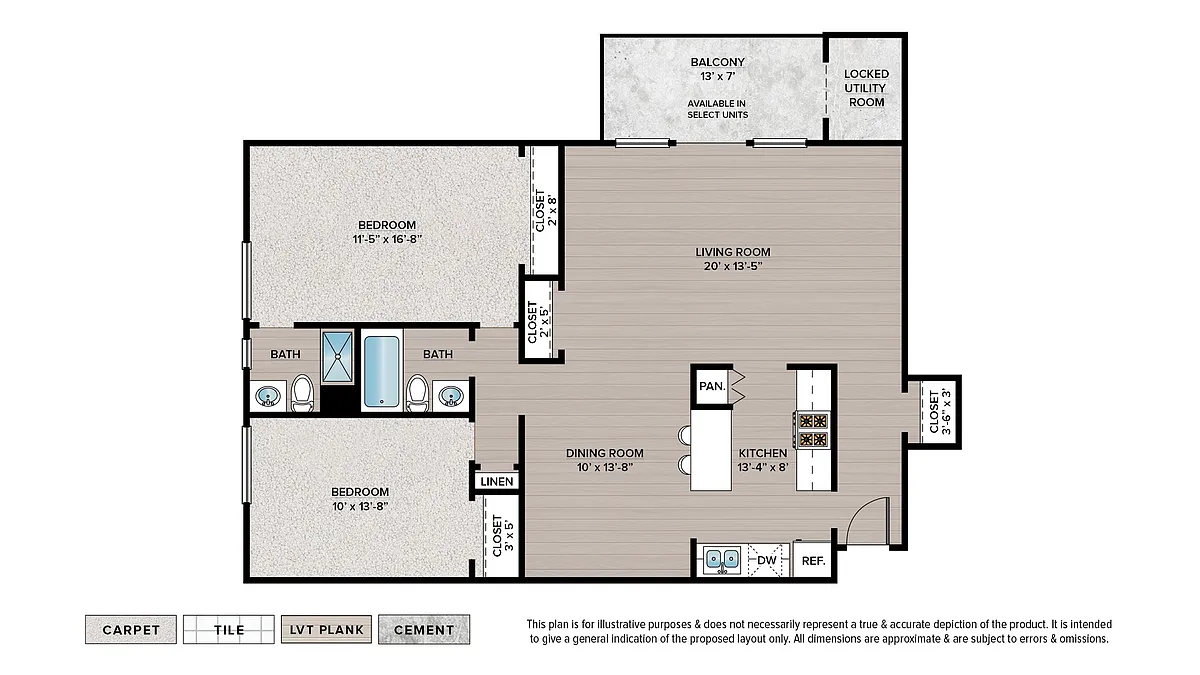 Floor plan 2 Bedroom 2 Bath Premier