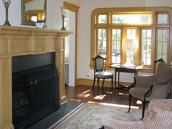 Private Study with custom moldings and firelplace