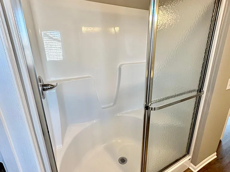 Master bath shower with built-in seat