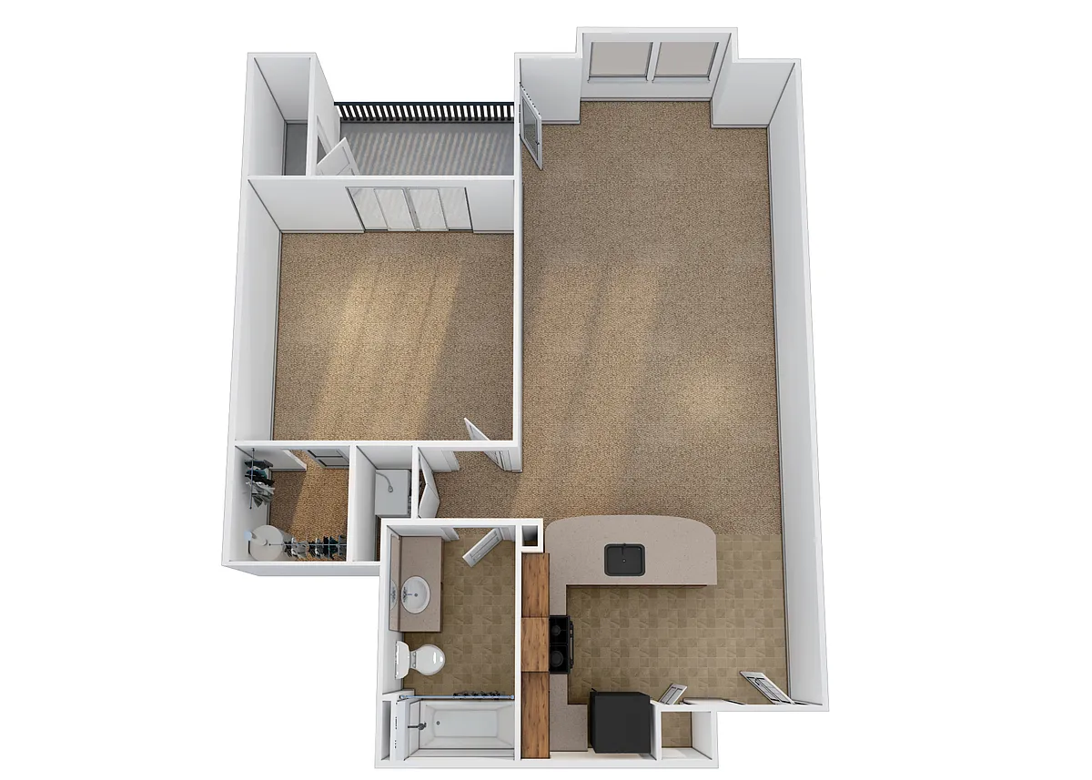 Floor plan 1x1 Meadow - 725 SF