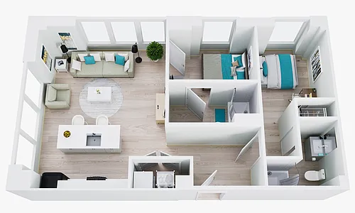 Floor plan Sky Eleven 2BR 2BA Kentwood